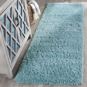 SAFAVIEH Indie Shag Collection Runner Rug - 2'3" x 7', Turquoise, Solid Design, Non-Shedding & Easy Care, 2-inch Thick Ideal for High Traffic Areas in Living Room, Bedroom (SGI320T)