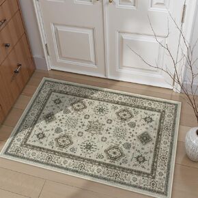 Oriental Hallway Runner Rug, 2'5''X8' Kitchen Runner Rugs Non Skid Washable Runner, Navy Blue Bathroom Runner Rugs with Rubber Backing, Indoor Carpet Runner Rugs for Entryway Bedroom Laundry