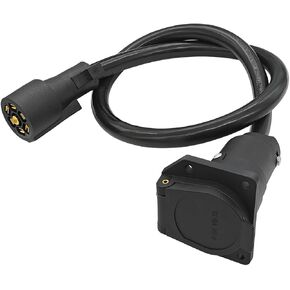 7 Way Trailer Extension Cord, 3FT 10-14 AWG 7 Blade Trailer Wiring Connector Cord Wire, Vehicle Double Prongs Connector for Gooseneck Hitch, Universal for RV, Caravan, Camper