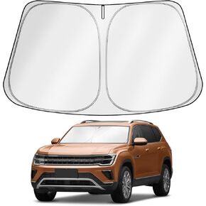 Custom Fit Windshield Sun Shade for 2018-2025 Volkswagen Atlas - Foldable, Easy to Install, 210T Reflective Fabric, Double Layer Design, Blocks 99% UV Rays, Keeps Car Cooler
