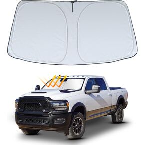 Windshield Sun Shade for Dodge RAM 2500 3500 2025 2024-2010 Custom Fit Foldable Sunshade Sun Visor Shield Protector Accessories Blocks UV Rays Keep Your Car Cooler