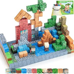 Magnetic Blocks Build Mine Magnet World Set,130Pcs Magnetic Blocks Building Toys for Kids,STEM Sensory Toys for Toddlers Kids Gifts for Age 3+ Girls Boys,Creative Construction Toy for Kids Indoor Game