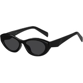 Trendy Oval Sunglasses for Women Retro Small Cat Eye Glasses 90s Shades