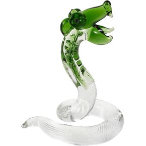 Operitacx Crystal Snake Statue Hand Blown Glass Snake Figurine Chinese Snake Decoration for Chinese Spring Festival 2025 New Year Lucky Feng Shui Decor