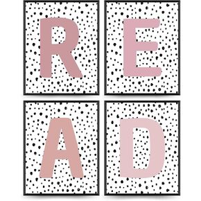 PLKMN Homeschool Decor, Boho Classroom Decor Set of 4, Reading Nook Decor, Read Signs for Classroom, Library Decor, Classroom Homeschool Must Haves 8x10 (Unframed)