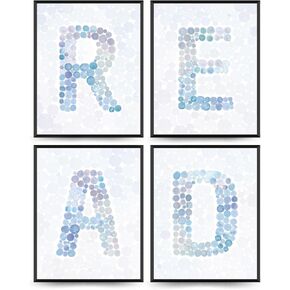 PLKMN Homeschool Decor, Boho Classroom Decor Set of 4, Reading Nook Decor, Read Signs for Classroom, Library Decor, Classroom Homeschool Must Haves 8x10 (Unframed)