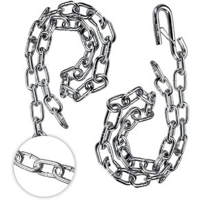 Trailer Hitch Safety Chain with S-Hook and Latch, Steel (Pair) (5000 lb Capacity)