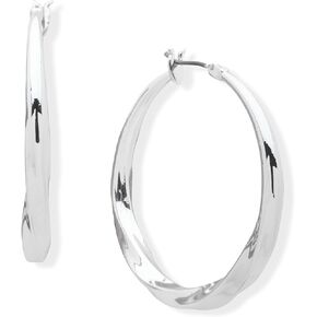 DKNY Medium Twist Hoop Earrings - Elegant Hoop Earrings for Women - Beautiful Women's Jewelry - Silver