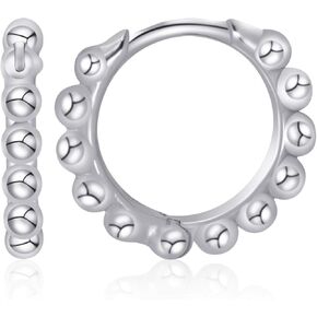 18K Gold Vermeil Bead Hoop Earrings Small Hoops