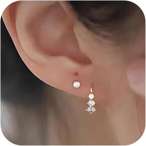 Split Hoop Earrings to Daughter 14k Plated Gold 925 Sterling Silver Dainty CZ Double Huggie Illusion Stud Earrings Cuff Earring for Women Birthday Christmas Valentine's Day Jewelry Gifts