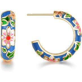 LOVE&CLOVER Hoop Earrings for Women Pink Flower