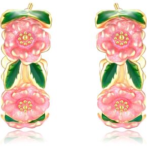 أقراط دائرية من LOVE&CLOVER للنساء على شكل زهرة وردية in Kuwait