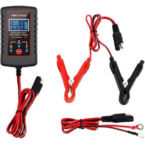 Car Battery Charger, 12V Smart Fully Automatic Maintainer Trickle Charger with ASE Adapter Cable, Car Battery Repair and Desulfator, Car Accessories for Motorcycle Lawn Mower