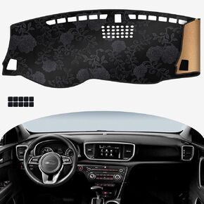 Upgrade New Materials Flannel Dashboard Cover Fit for 2017-2022 Kia Sportage Effective Anti Glare, Reduce Reflection, Sun Protection, Dust Proof, Moisture Absorption, UV-Proof -Pattern Black