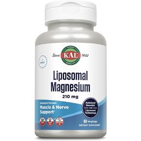KAL Liposomal Magnesium Oxide 210 mg High Absorption, Liposomal Technology, Essentials Muscle Support, Advanced Formula, Vegan Capsules, Gluten Free, No Soy, 60 Servings