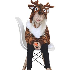 ComfyCamper Reindeer Costume for Girls Boys and Kids Hoodie - Halloween Christmas Cosplay Winter Ice Play Wear