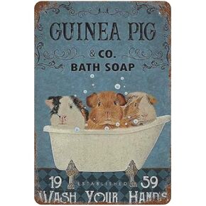 Habilboi Guinea Pig Bathroom Wash Your Hands Guinea Pig Co Bath Soap Animal Lover Gift Decor Metal Sign Vintage Bar Home Bathroom Wall Decoration Sign Funny Sign 5.5x8inch