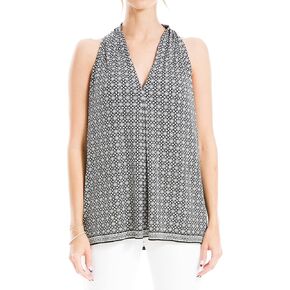 Max Studio Women's V-Neck Tank Top with Inverted Front Pleats