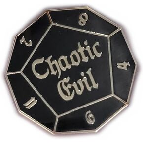 Chaotic Evil Alignment DnD D12 Dice Enamel Pin Silver Finish | Gamer 5e RPG Affiliation Nerdy Pin