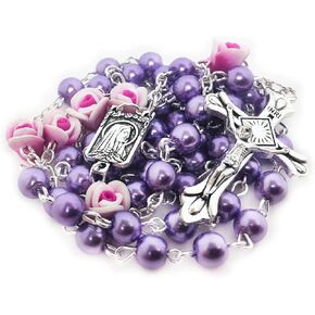 Lavender Rose Rosary Beads Catholic for Women - Catholic Rosary - Catholic Gifts Women - Rosary Necklace for Women - Catholic Gift