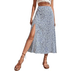 SweatyRocks Women's Ditsy Floral Print High Waist A Line Midi Skirts in Saudi Arabia