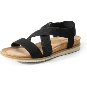 DREAM PAIRS Women's Comfortable Low Wedge Sandals, Open Toe Slip On Strappy Flat Sandals Light-weight Summer Shoes