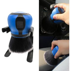 Car Detailing Brush, Ultra Soft Car Detail Brush with Storage Rack, Grey Handle Auto Interior Dusting Brush, Synthetic Brush Dusting Tool Covers Large Area Inside or Outside Vehicles