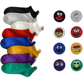 8 Pairs Kawaii Embroidered Funny Low Cut Socks, Cartoon Fashion Ankle Funny Socks for Girls and Boys