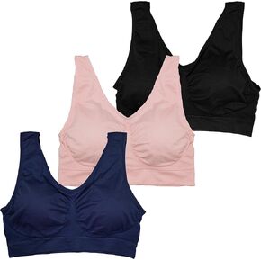 Women's Plus Size 3 Pack Seamless Wire Free Bra with Removable Pads