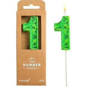 PHD CAKE 2.76 Inch Number 5 Pixel Themed Birthday Candles, Green Miner Number Candles, Cake Number Candles, Party Celebration, Style Candle