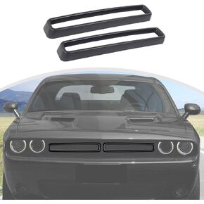 CheroCar for Challenger Front Grill Mesh Grille Inserts Trim Cover Compatible with Dodge Challenger 2015-2024 Black Exterior Accessories (Matt Black)