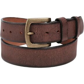 Jack&Chris Genuine Leather Dress Belt for Men 37mm Classic Buckle Casual Belt for Jeans