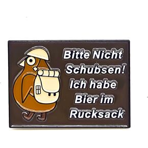 Please Don't Push Me, I Have Beer In My Backpack - Fun Series - Enamel Lapel Pin - Plated Badge for Clothing, Bags, and Lanyards