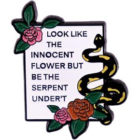 Lady Macbeth Look Like The Innocent Flower But Be The Serpent Under it Enamel Pins Flower And Snake Brooch