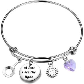 Gzrlyf at Last I See The Light Gifts Keychain Bracelet Inspirational Gifts for Women Girls