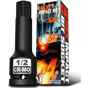 1/2" Drive Hex Bit SAE Socket H1/2 Inch, Allen Bit Socket, Premium Cr-Mo Steel, for Removing Loosening Hexagon Bolts