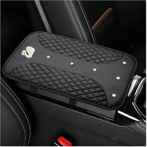 غطاء وسادة لوحدة التحكم المركزية للسيارة من Bling، مقاس 12.6 بوصة × 7.5 بوصة، واقي صندوق مسند الذراع من حجر الراين المتلألئ، حصيرة صندوق تخزين مسند ذراع السيارة من الجلد المقاوم للماء، ملحقات السيارة (بيج) in Kuwait