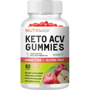 Keto ACV Gummies Advanced Weight Loss & Rapid Belly Fat Burn - Sugar-Free Gluten Free Super Apple Cider Vinegar Diet Supplement for Men Women (1200MG)