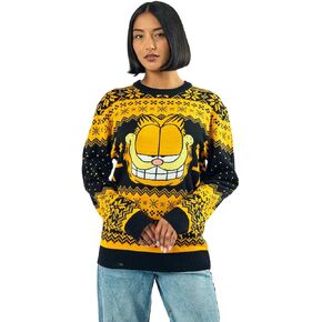 Garfield Character Face Long Sleeve Men’s Orange & Black Christmas Sweatshirt