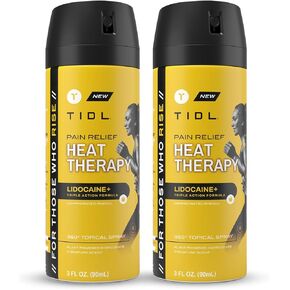 TIDL Lidocaine Spray, Heat Therapy Pain Relief Spray, 3 Oz (Pack of 2) Targeted Joint & Muscle Pain Relief with Plant-Based Camphor & Phenol for Quick Pre-Workout Warm-Up & Post-Training Recovery