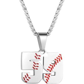 ZRAY Inspiration Baseball Jersey Number Necklace Stainless Steel Charms Number Pendant for Men Women