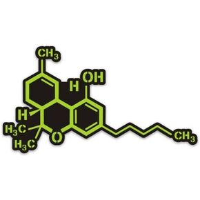Cannabis Sticker Decal Marijuana THC Molecule 5" x 3"