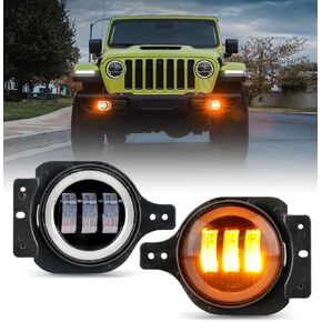 Xprite Ultra 300% Bright 60W LED Fog Lights w/DRL Compatible with 2018-2024 Jeep Wrangler JL JLU & 2020+ Gladiator JT [DOT][6500K][Plug N Play] Front Bumper Fog Lamp with 2 Mounting Brackets, White
