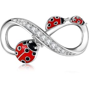 Ladybug Charms for Bracelet Sterling Silver Infinity Ladybird Beads Charm Ladybug Jewelry for Women