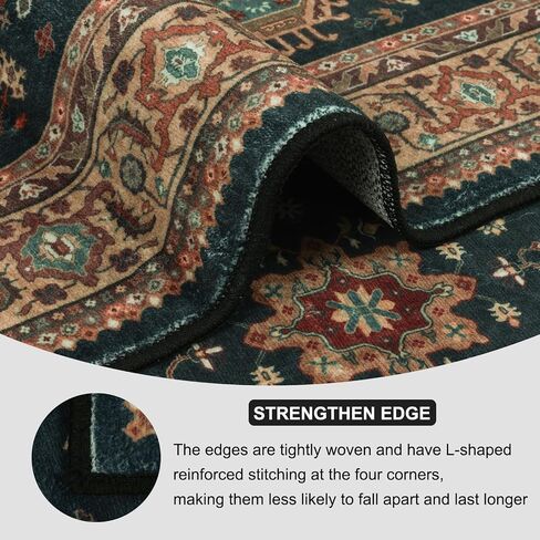 Oriental Hallway Runner Rug, 2'5''X8' Kitchen Runner Rugs Non Skid Washable Runner, Navy Blue Bathroom Runner Rugs with Rubber Backing, Indoor Carpet Runner Rugs for Entryway Bedroom Laundry in Saudi Arabia
