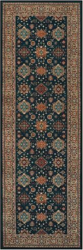 Oriental Hallway Runner Rug, 2'5''X8' Kitchen Runner Rugs Non Skid Washable Runner, Navy Blue Bathroom Runner Rugs with Rubber Backing, Indoor Carpet Runner Rugs for Entryway Bedroom Laundry in Saudi Arabia