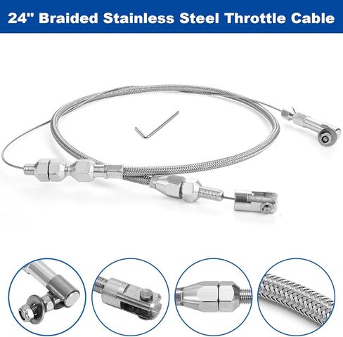 Spurtar 36" Braided Throttle Cable, Compatible With 97-07 Chevrolet/Chevy LS1 Engine 4.8L 5.3L 5.7L 6.0L, 36in Throttle Cable Repair Kit Stainless Steel Accelerator Cable in Kuwait