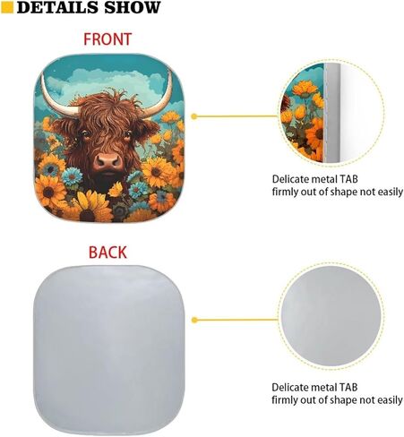 ZFRXIGN Highland Cattle Sunflower Car Windshield Sun Shade for Women Car Decor Auto Front Window Sunshade Visor Shield Cover Sun Shield Protector Wildlife Cow Western in Kuwait