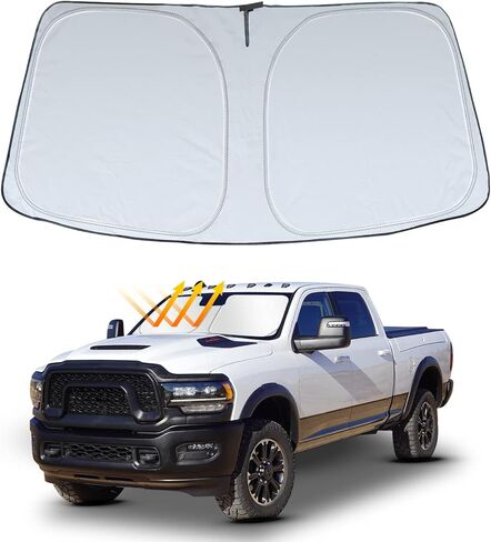 Windshield Sun Shade for Dodge RAM 2500 3500 2025 2024-2010 Custom Fit Foldable Sunshade Sun Visor Shield Protector Accessories Blocks UV Rays Keep Your Car Cooler in Kuwait