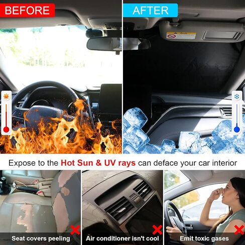 Windshield Sun Shade for Dodge RAM 2500 3500 2025 2024-2010 Custom Fit Foldable Sunshade Sun Visor Shield Protector Accessories Blocks UV Rays Keep Your Car Cooler in Kuwait
